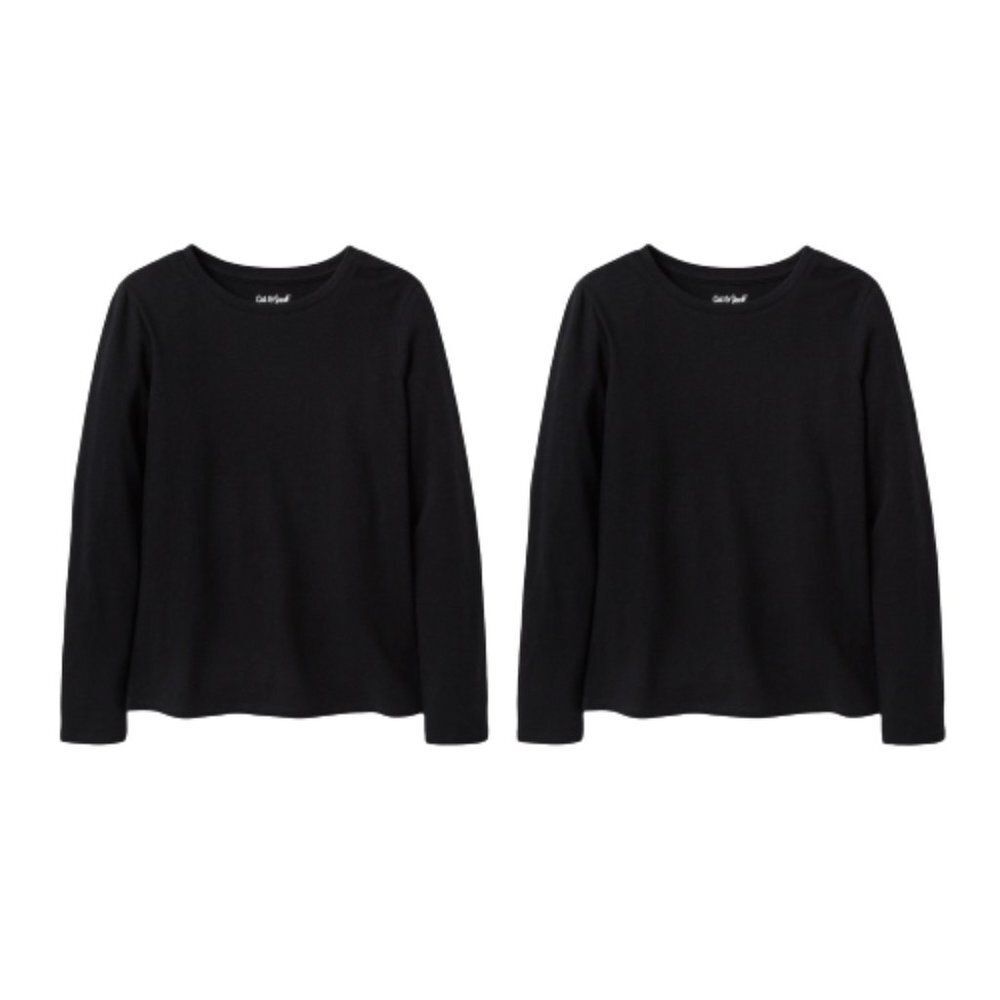 NWT 2-Pack of Solid Black Long-Sleeve T-Shirts - Cat and Jack - S(6/6X)
